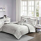 Alternate image 1 for Intelligent Design Zoey 4-Piece Metallic Twin/Twin XL Duvet Cover Set in Grey/Silver