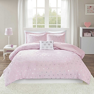 Mi Zone Rosalie 4-Piece Full/Queen Comforter Set in Pink/Silver. View a larger version of this product image.