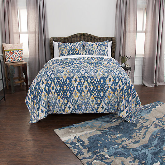 Alternate image 1 for Rizzy Home Asher King Quilt Set in Blue/Yellow