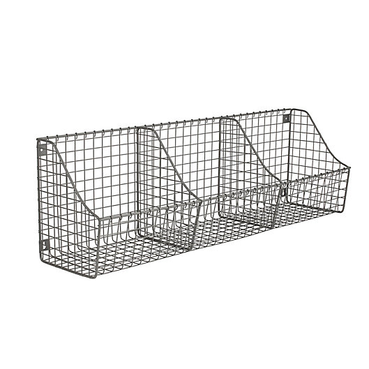 Alternate image 1 for Spectrum™ Wall Mount Triple Storage Wire Basket in Grey