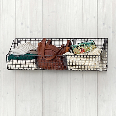 Spectrum&trade; Wall Mount Triple Storage Wire Basket in Grey. View a larger version of this product image.