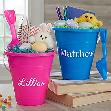 Personalized Easter Sand Pail &amp; Shovel in Pink. View a larger version of this product image.