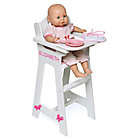 Alternate image 1 for Badger Basket Doll High Chair with Accessories and Personalization Kit in White/Pink/Gingham