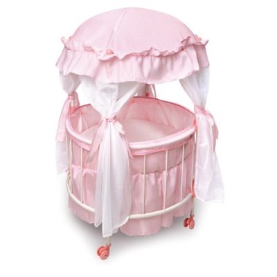 Badger Basket Royal Pavilion Round Doll Crib Set in Pink