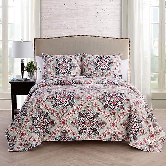 Alternate image 1 for VCNY Home Wyndham Medallion Reversible 3-Piece Full/Queen Quilt Set