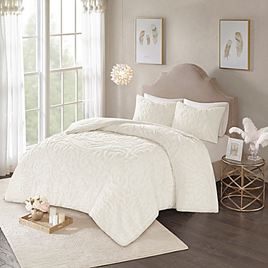 Madison Park Laetitia 3-Piece Queen Comforter Set in Ivory. View a larger version of this product image.