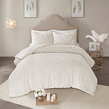 Madison Park Laetitia 3-Piece Full/Queen Duvet Cover Set in Ivory. View a larger version of this product image.
