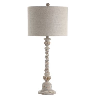 JONATHAN Y Regent 33" Rustic Resin LED Table Lamp in White Wash