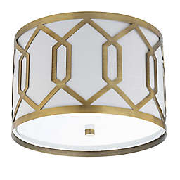 JONATHAN Y Hex 2-Light 12.5&quot; Metal LED Flush Mount in Brass Gold