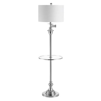 Jonathan Y Cora 60 Metal Glass Led, White Floor Lamps With Table Attached