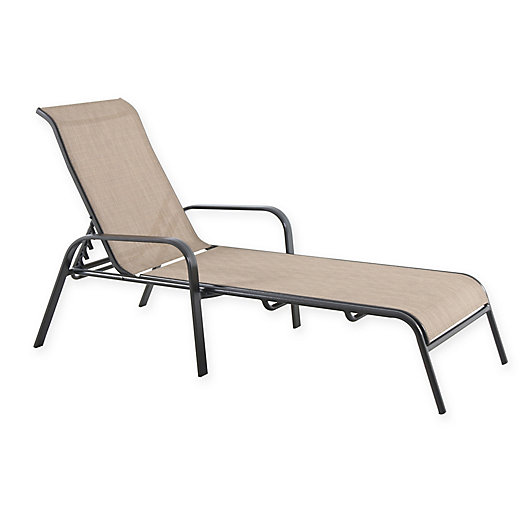 Alternate image 1 for Never Rust Outdoor Aluminum Sling Chaise Lounge in Brown