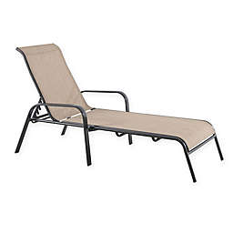 Never Rust Outdoor Aluminum Sling Chaise Lounge in Brown