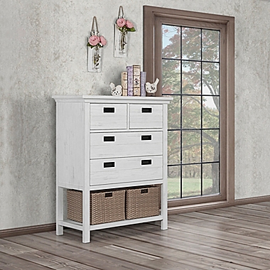 evolur&trade; Waverly 4-Drawer Tall Chest in Weathered White. View a larger version of this product image.