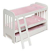 Badger Basket Trundle Doll Bunk Bed with Ladder and Personalization Kit in White/Pink