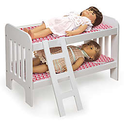 Badger Basket Doll Bunk Bed with Bedding and Ladder in White/Pink/Chevron