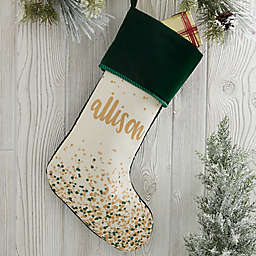 Sparkling Name Personalized Christmas Stocking in Green