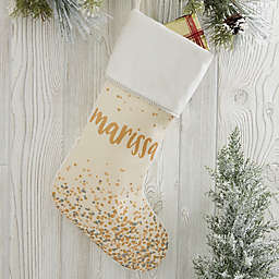 Sparkling Name Personalized Christmas Stocking in Beige