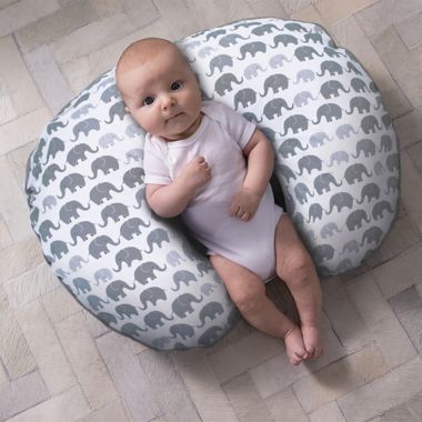 Boppy&reg; Premium Nursing Pillow Cover in Grey Elephant Plaid. View a larger version of this product image.