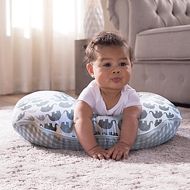 Boppy&reg; Premium Nursing Pillow Cover in Grey Elephant Plaid. View a larger version of this product image.