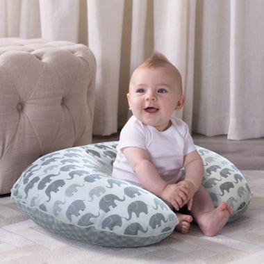 Boppy&reg; Premium Nursing Pillow Cover in Grey Elephant Plaid. View a larger version of this product image.