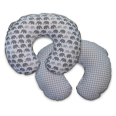 Boppy&reg; Premium Nursing Pillow Cover in Grey Elephant Plaid. View a larger version of this product image.