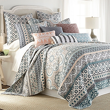 Levtex Home Addie Reversible King Quilt Set in Blue/Pink. View a larger version of this product image.