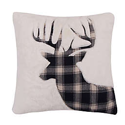 Levtex Home Plaid Deer 20-Inch Square Throw Pillow in White