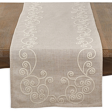 Saro Lifestyle Augustine Swirl 72-Inch Table Runner in Natural. View a larger version of this product image.