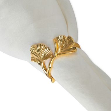 Saro Lifestyle Ginko Napkin Rings in Gold (Set of 4). View a larger version of this product image.