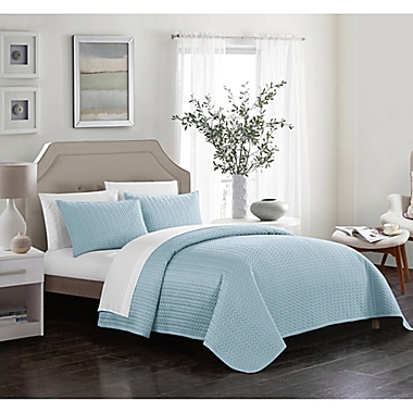 Chic Home Platt Queen Quilt Set in Blue. View a larger version of this product image.