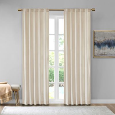 510 Design Colt Velvet 63-Inch Rod Pocket Room Darkening  Curtain Panel in Ivory (Set of 2)