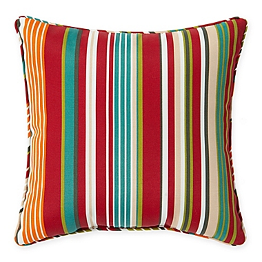 Destination Summer Stripe Outdoor 17-Inch Square Throw Pillow in Red. View a larger version of this product image.
