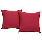 Alternate image 1 for Modway Convene Square Outdoor Patio Pillows in Red (Set of 2)