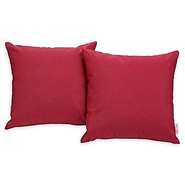 Modway Convene Square Outdoor Patio Pillows in Red (Set of 2). View a larger version of this product image.