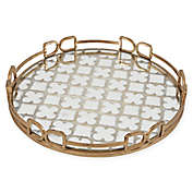 A&amp;B Home Valentina Round Mirrored Tray in Gold