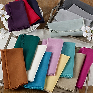 Saro Lifestyle Graciella Fringed Napkins in Natural (Set of 4). View a larger version of this product image.