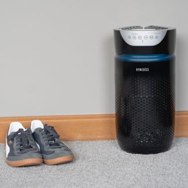 Homedics&reg; TotalClean&trade; 5-in-1 Tower HEPA Air Purifier in Black. View a larger version of this product image.
