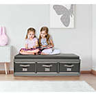 Alternate image 1 for Badger Basket Kid&#39;s Storage Bench with Cushion and 3 Bins in Grey