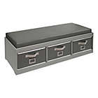 Alternate image 0 for Badger Basket Kid&#39;s Storage Bench with Cushion and 3 Bins in Grey