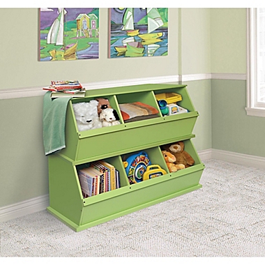 Badger Basket Three Bin Stackable Storage Cubby in Sage. View a larger version of this product image.