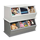 Alternate image 3 for Badger Basket Three Bin Stackable Storage Cubby in White