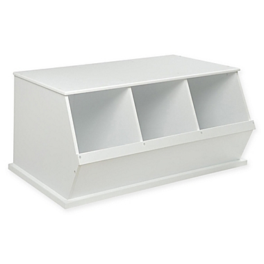 Badger Basket Three Bin Stackable Storage Cubby in White. View a larger version of this product image.