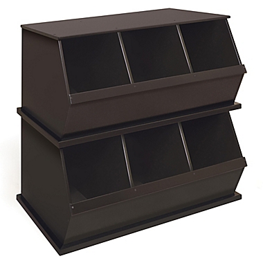 Badger Basket Three Bin Stackable Storage Cubby in Espresso. View a larger version of this product image.
