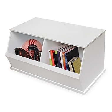 Badger Basket Two Bin Stackable Storage Cubby in White. View a larger version of this product image.