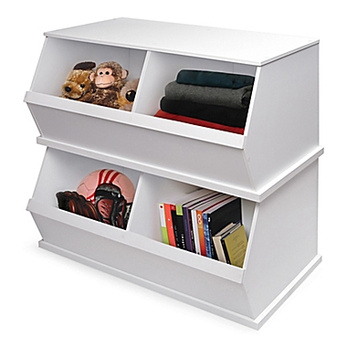 Badger Basket Two Bin Stackable Storage Cubby in White. View a larger version of this product image.