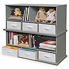Alternate image 2 for Badger Basket 3-Basket Stackable Shelf Storage Cubby in Grey