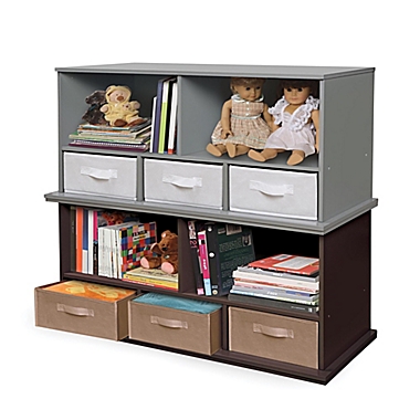 Badger Basket 3-Basket Stackable Shelf Storage Cubby in Grey. View a larger version of this product image.