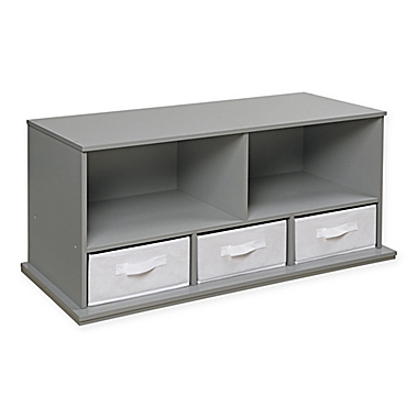 Badger Basket 3-Basket Stackable Shelf Storage Cubby in Grey. View a larger version of this product image.