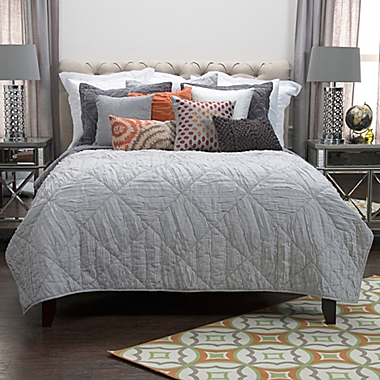 Rizzy Home Stirling Twin XL Quilt in Grey. View a larger version of this product image.