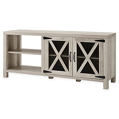 Forest Gate Wheatland 58-Inch Modern Farmhouse 2-Door &amp; Open Shelving TV Stand. View a larger version of this product image.